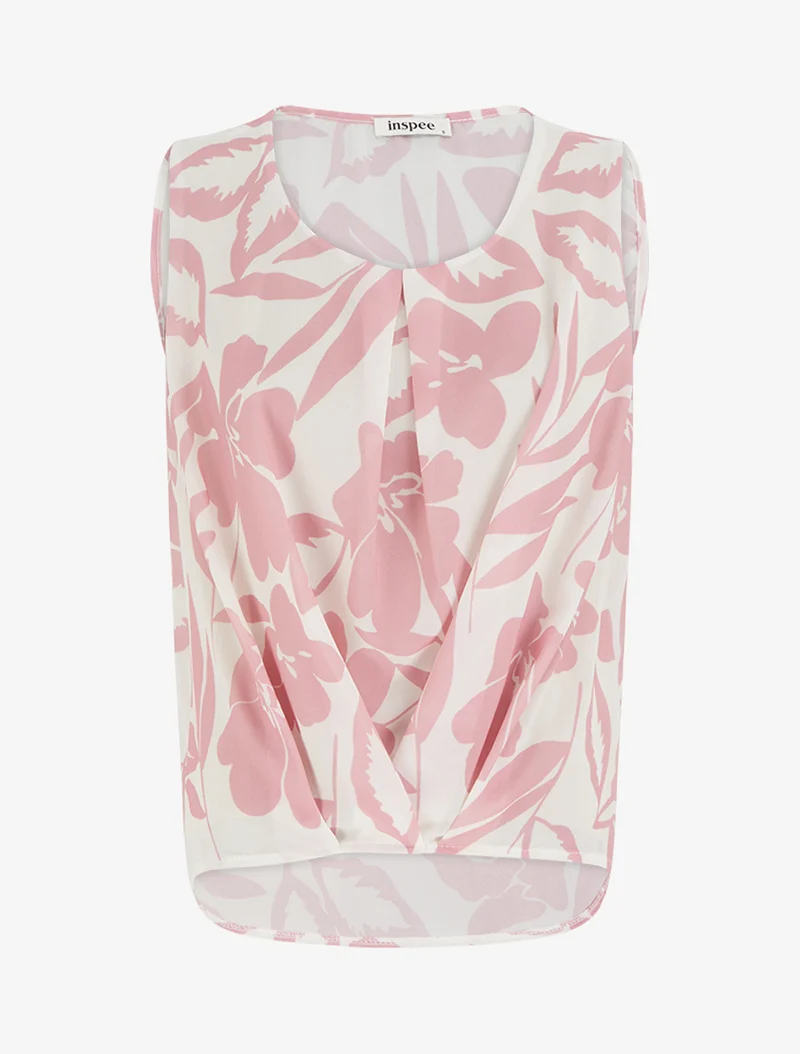 Top en voile imprimé floral - Rose