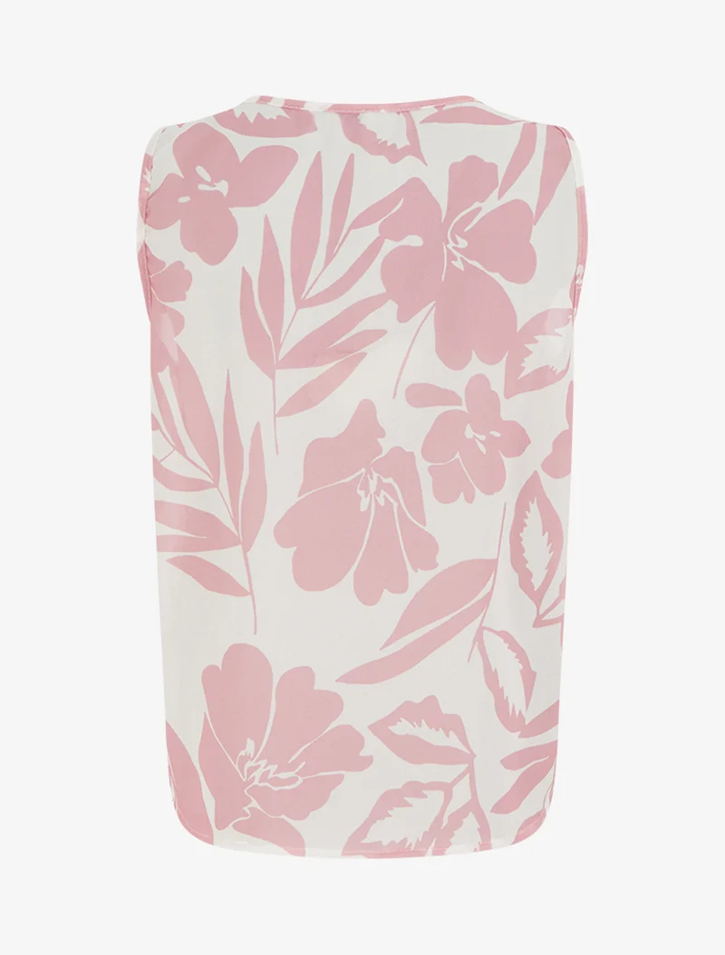Top en voile imprimé floral - Rose