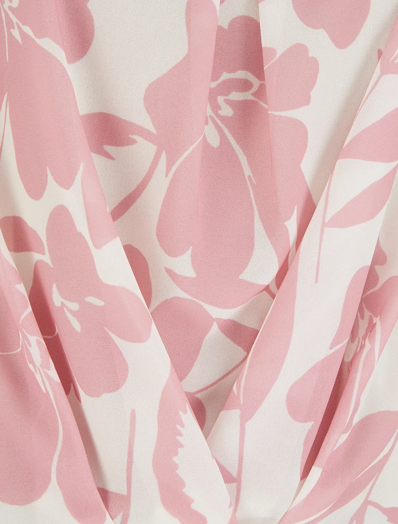Top en voile imprimé floral - Rose