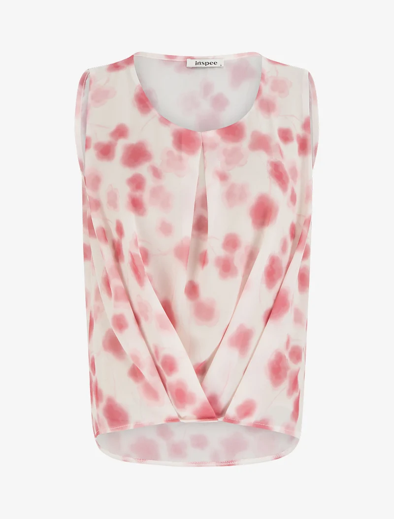 Top en voile imprimé tacheté - Rose