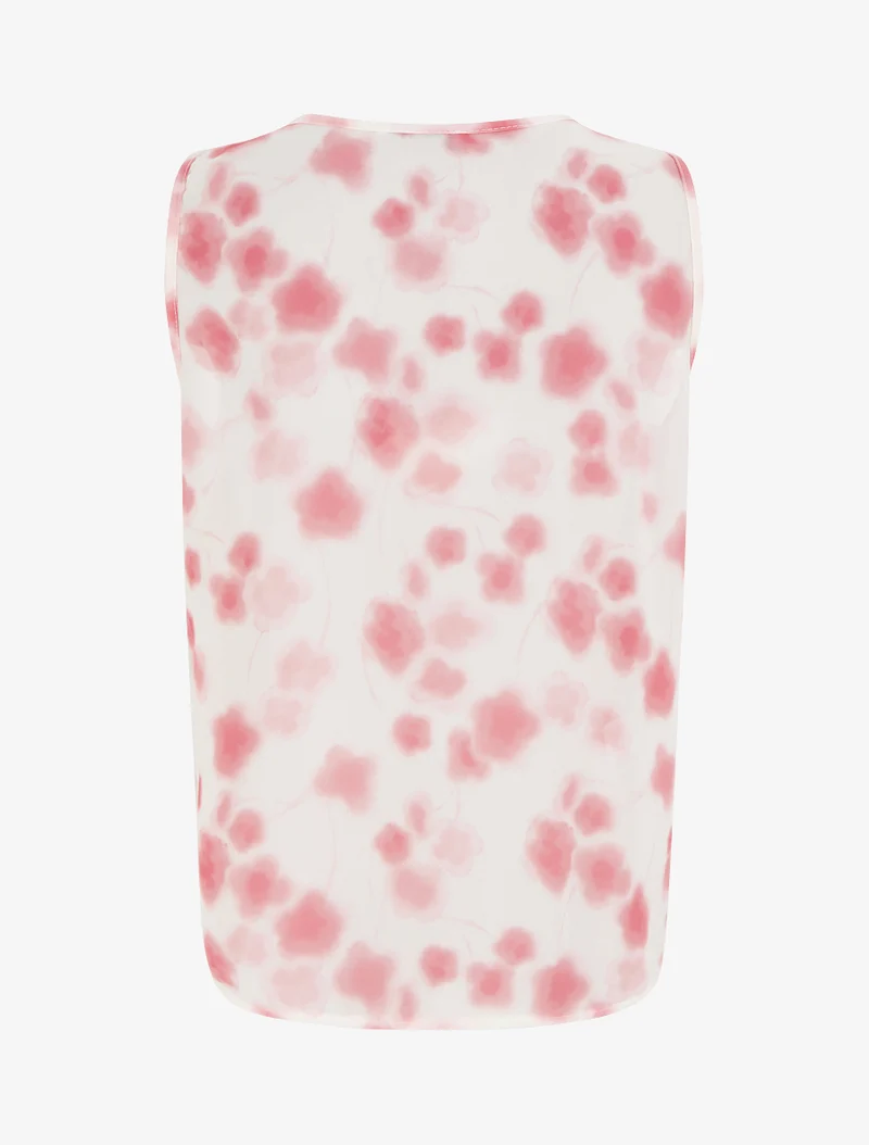 Top en voile imprimé tacheté - Rose