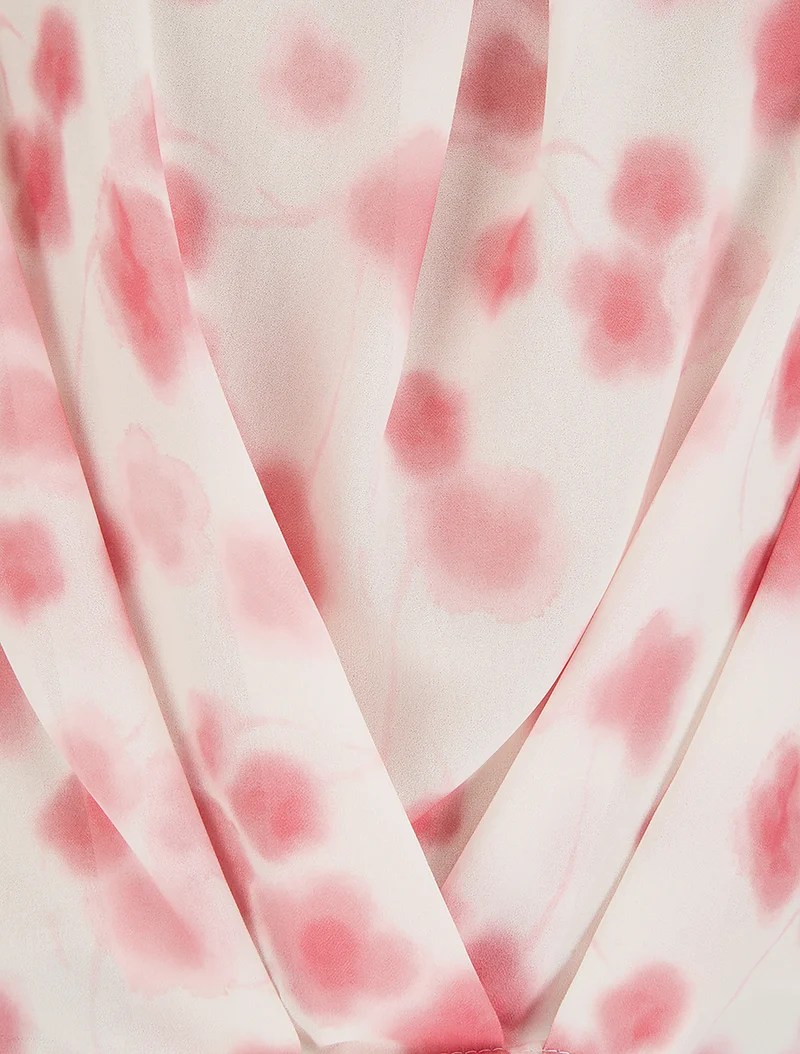 Top en voile imprimé tacheté - Rose