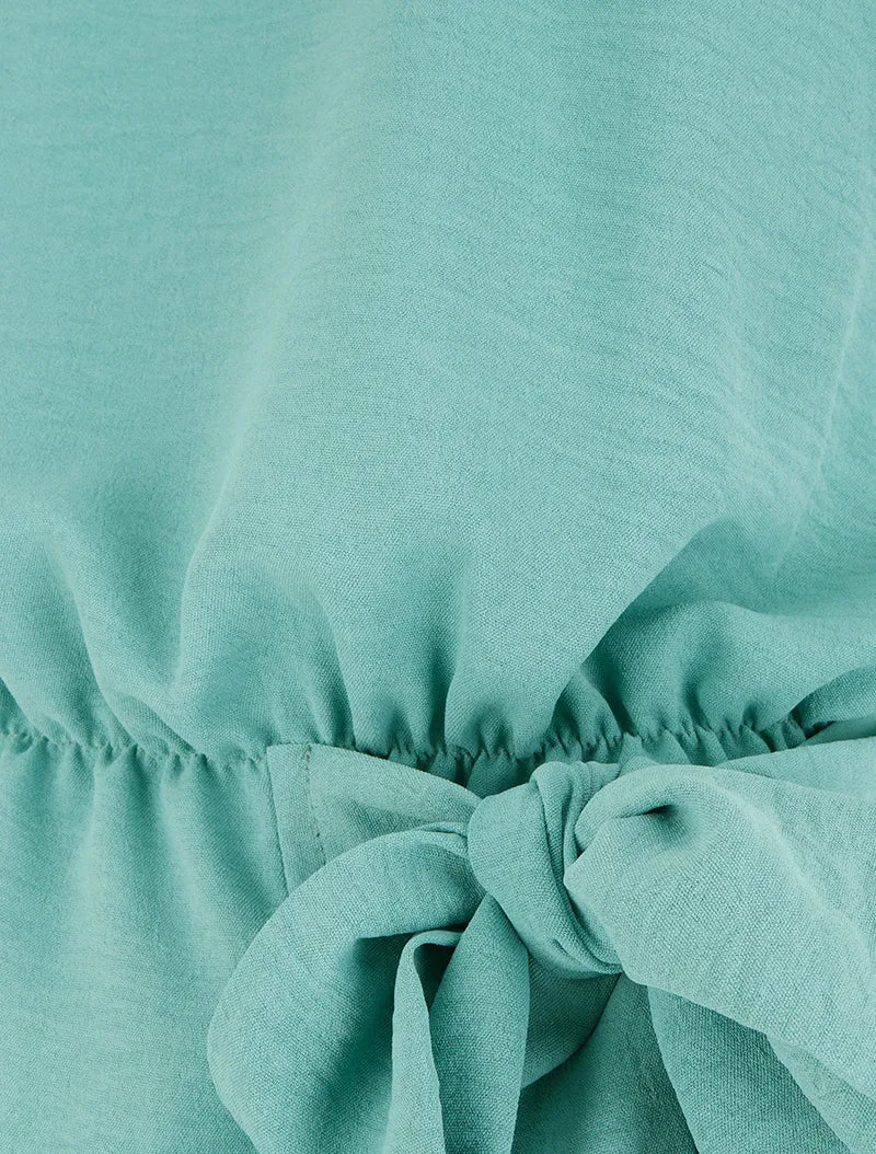 Top à col américain et noeud - Turquoise