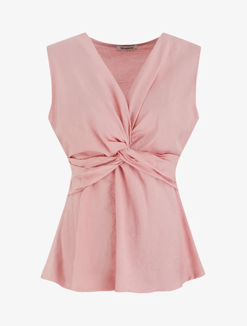 Top sans manches effet torsadé - Rose