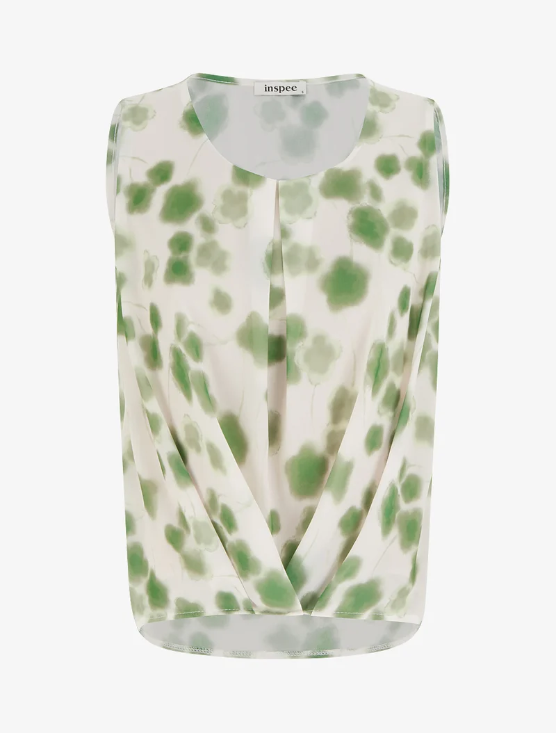 Top en voile imprimé tacheté - Vert