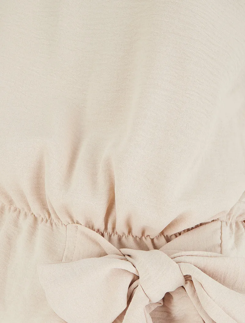 Top à col américain et noeud - Beige