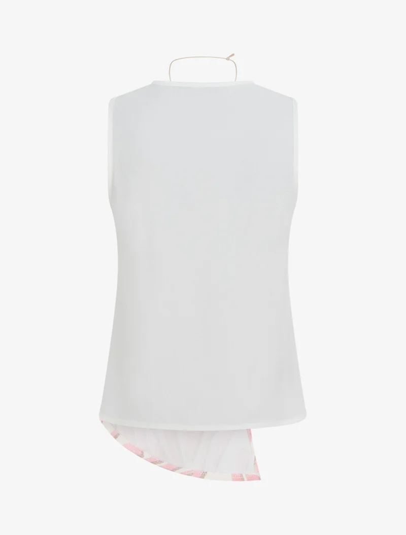 Top asymétrique sans manches imprimé graphique - Rose