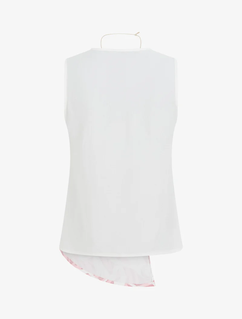 Top asymétrique sans manches imprimé abstrait - Rose