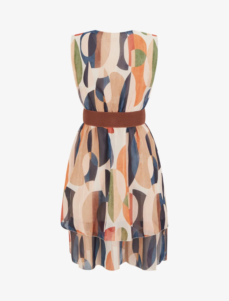 Robe patineuse sans manches imprimé fantaisie - Marine