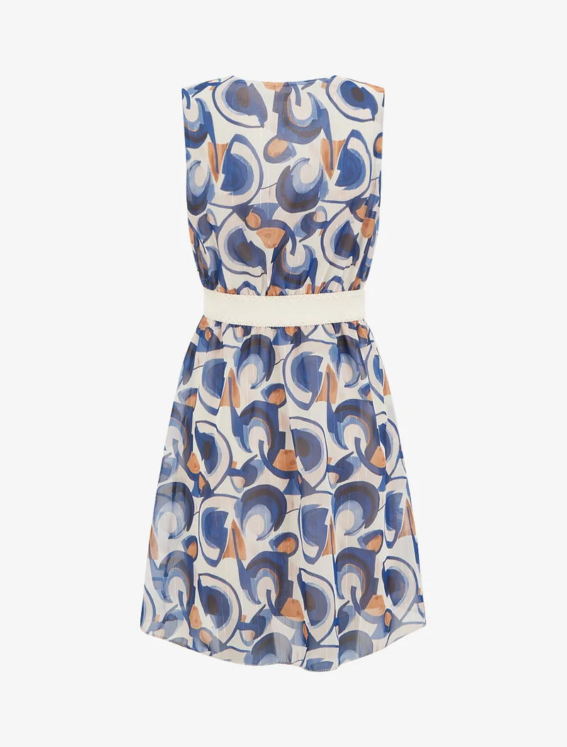 Robe patineuse sans manches imprimé graphique - Marine