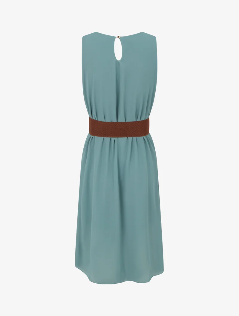 Robe unie en voile sans manches - Turquoise