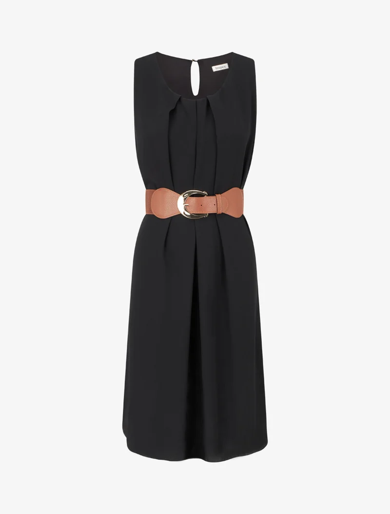 Robe unie en voile sans manches - Noir