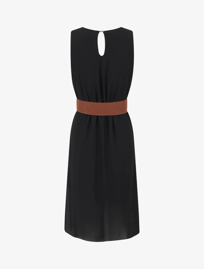 Robe unie en voile sans manches - Noir