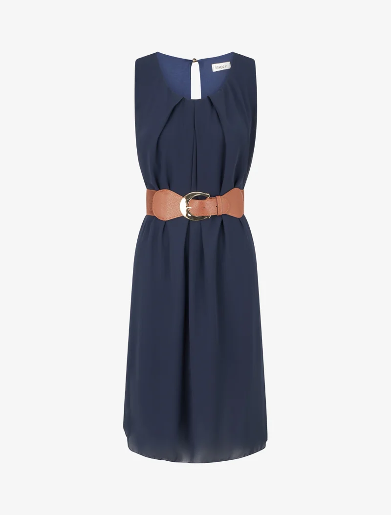 Robe unie en voile sans manches - Marine