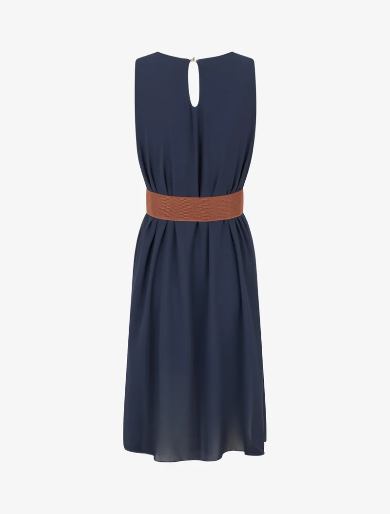 Robe unie en voile sans manches - Marine