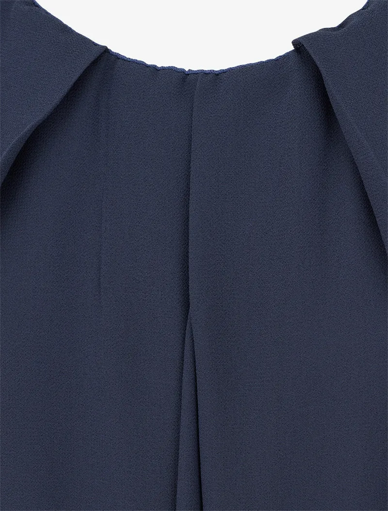 Robe unie en voile sans manches - Marine