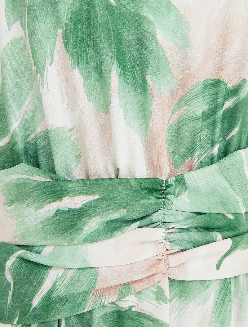 Robe imprimé feuillage à taille élastiquée - Vert