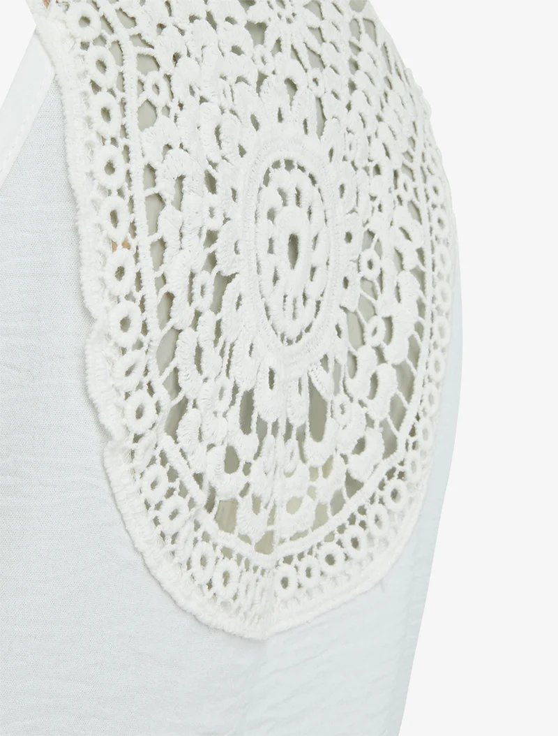 Top uni à nouer et dos brodé - Blanc