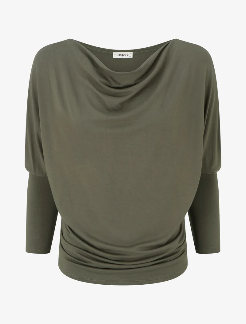Top fluide à manches 3/4 chauve-souris - Kaki