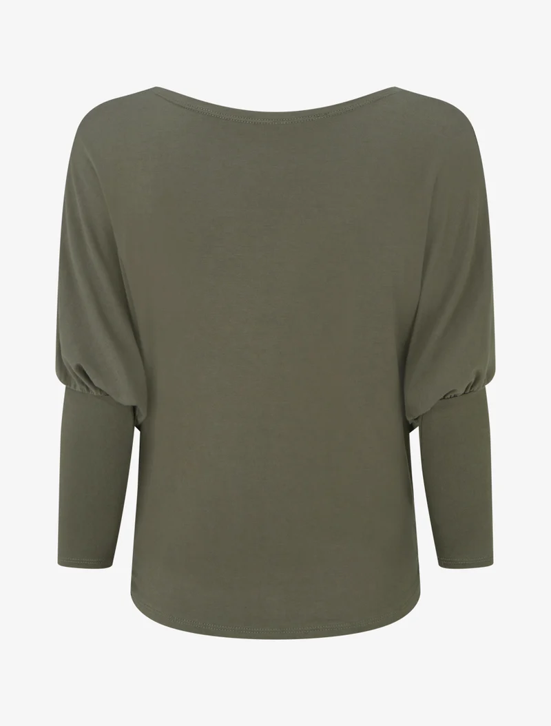 Top fluide à manches 3/4 chauve-souris - Kaki