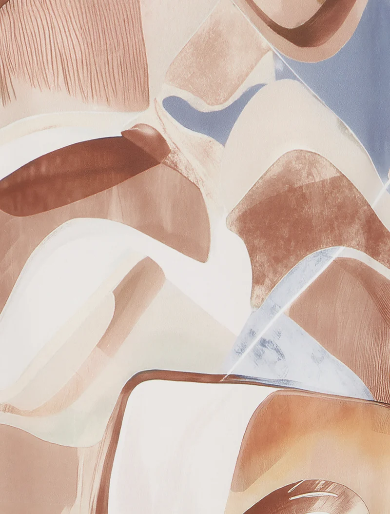 Jupe longue imprimé abstrait à taille fantaisie - Beige foncé