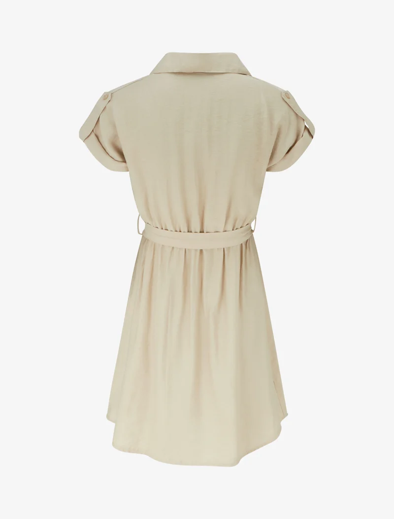 Robe chemise à manches courtes - Beige