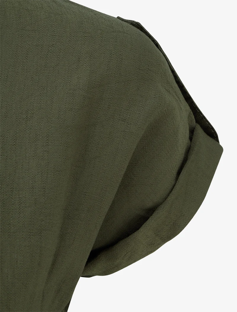 Robe chemise à manches courtes - Kaki