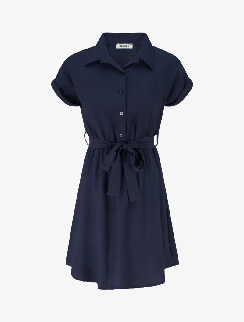 Robe chemise à manches courtes - Marine