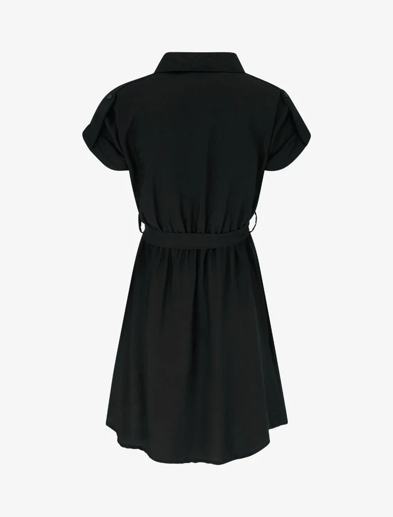 Robe chemise à manches courtes - Noir