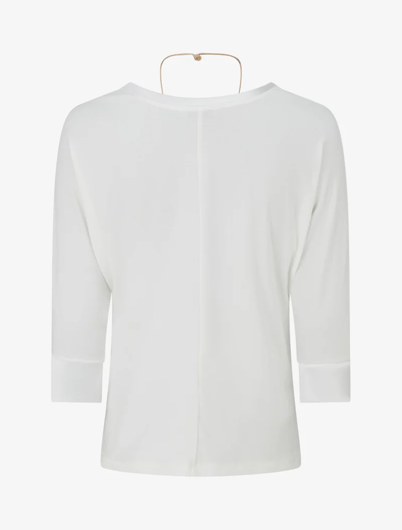 Top uni à empiècement en satin - Blanc