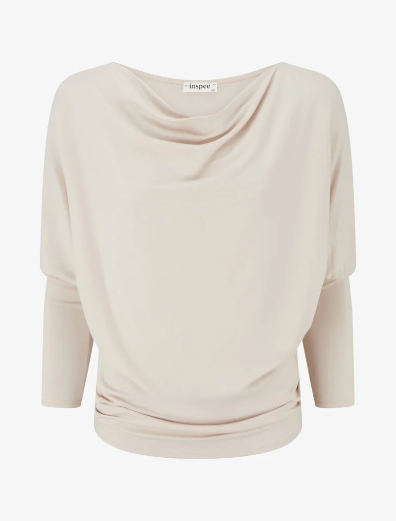 Top fluide à manches 3/4 chauve-souris - Beige