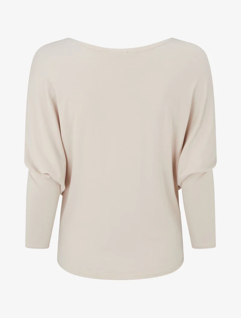 Top fluide à manches 3/4 chauve-souris - Beige