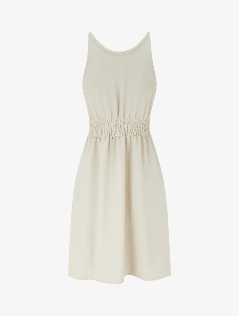 Robe évasée à bretelles bijoux - Beige