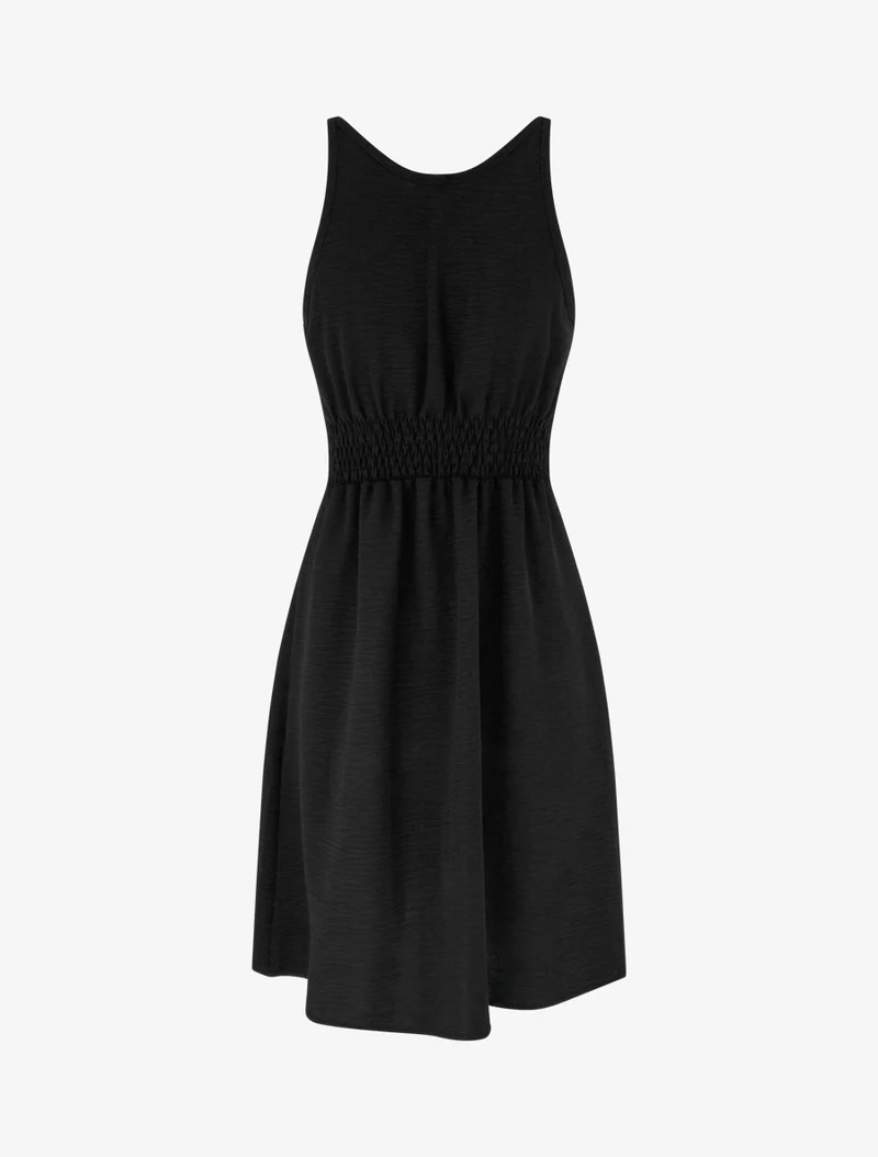 Robe évasée à bretelles bijoux - Noir