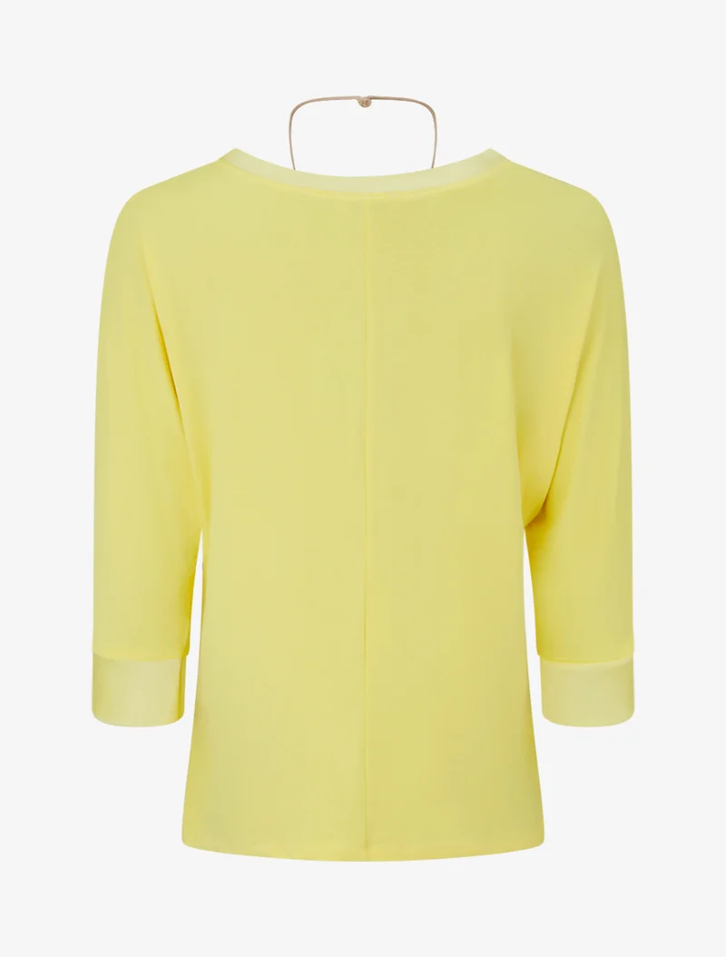 Top uni à empiècement en satin - Jaune citron