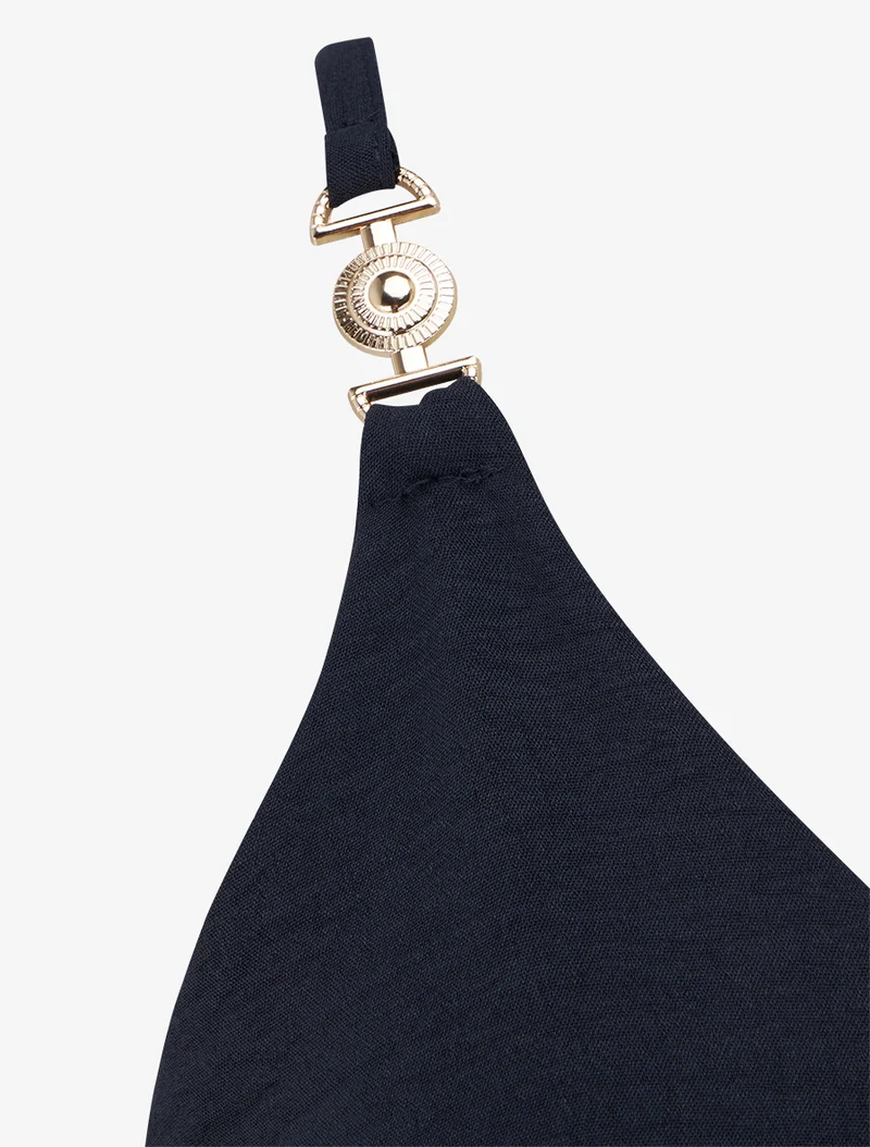 Robe évasée à bretelles bijoux - Marine