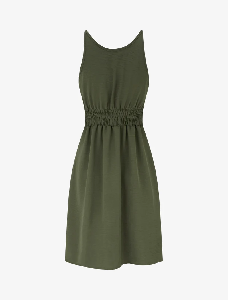 Robe évasée à bretelles bijoux - Kaki