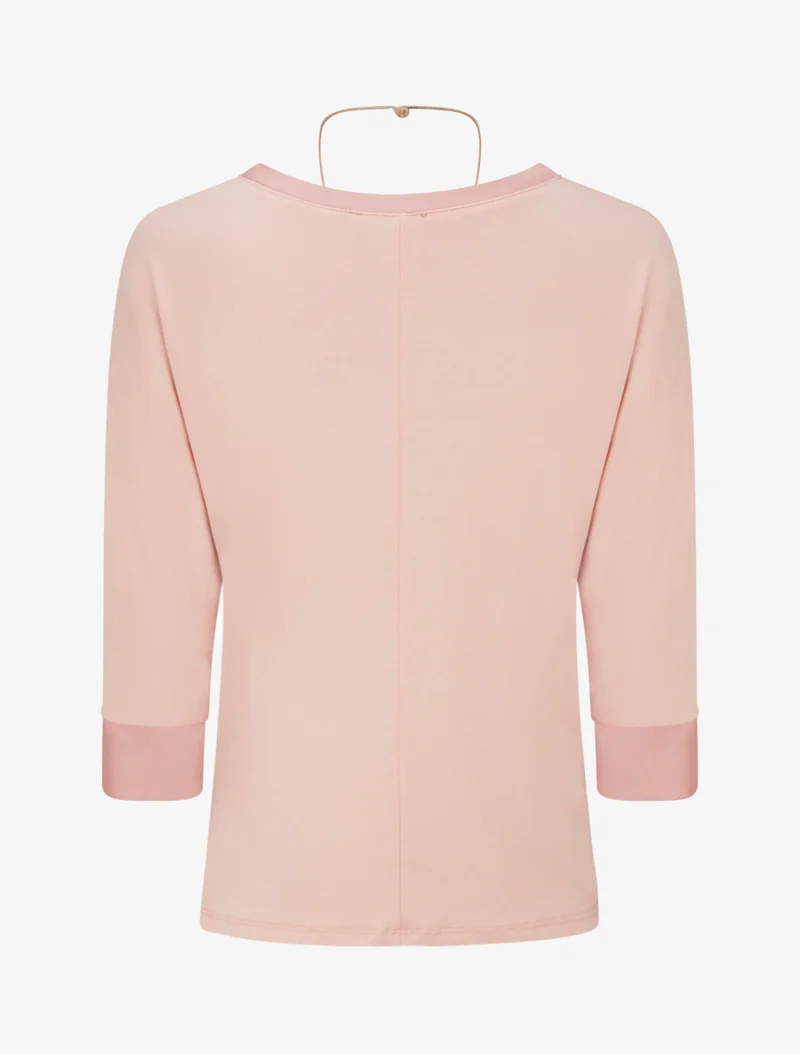 Top uni à empiècement en satin - Rose