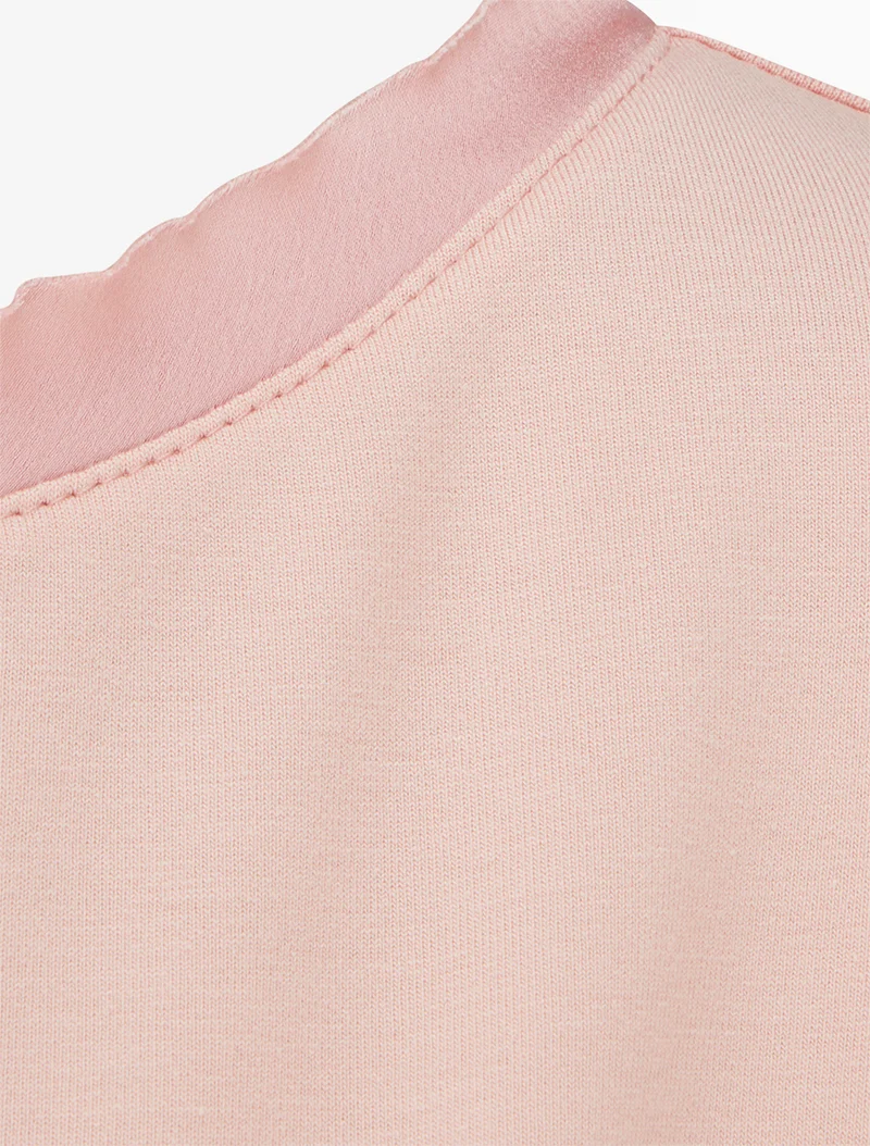 Top uni à empiècement en satin - Rose