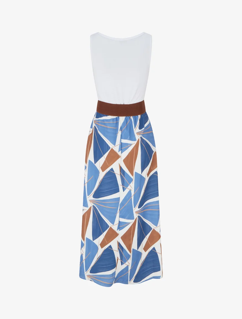 Robe longue sans manches imprimé graphique - Bleu clair