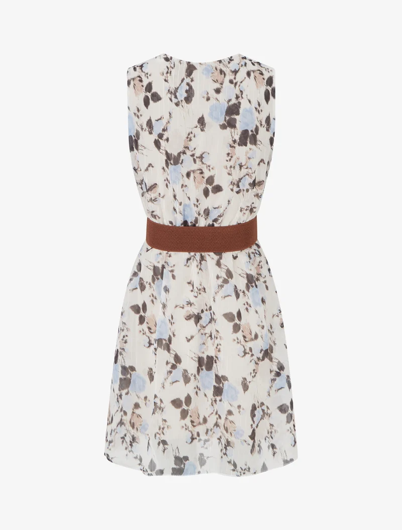 Robe imprimé fleuri à rayures irisés - Noir
