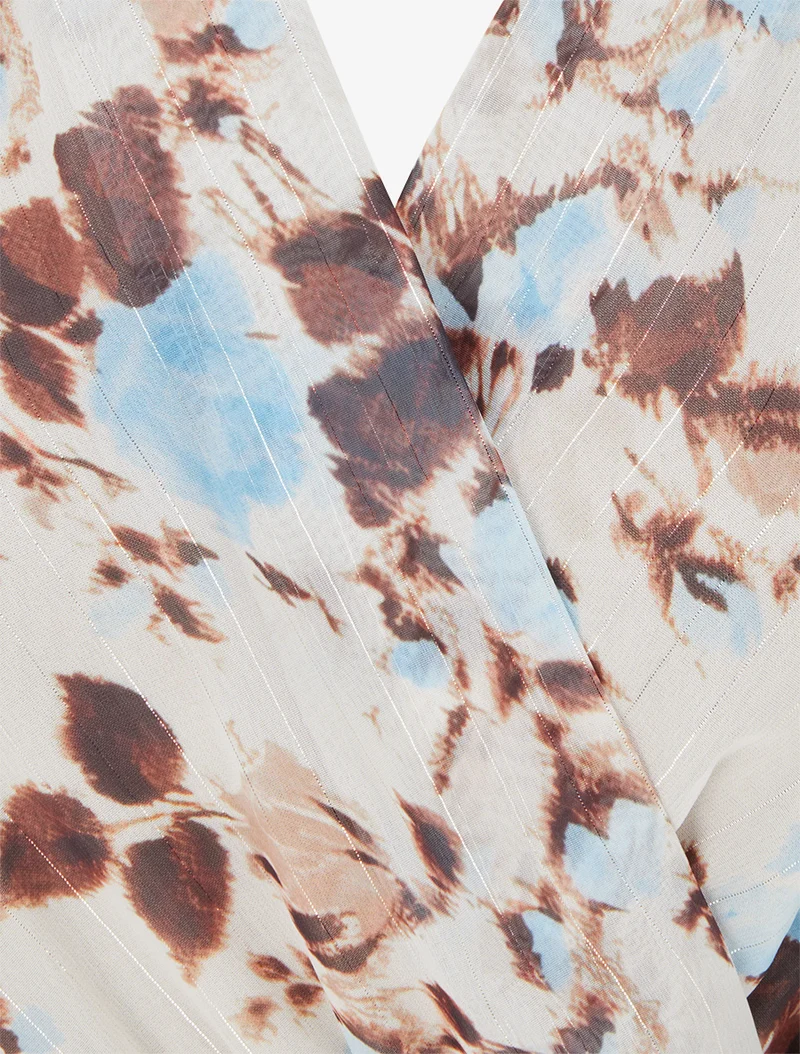 Robe imprimé fleuri à rayures irisés - Bleu ciel