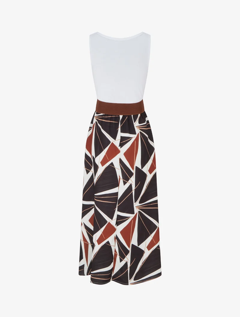 Robe longue sans manches imprimé graphique - Noir