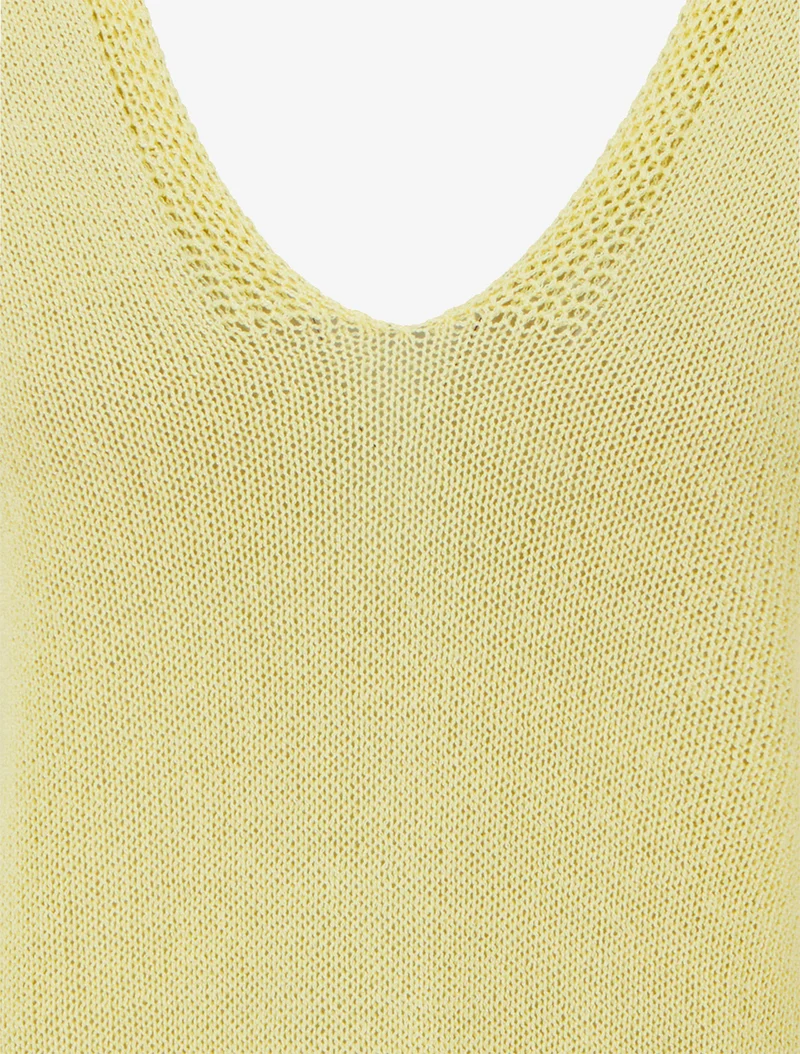 Top droit en maille à manches courtes - Jaune