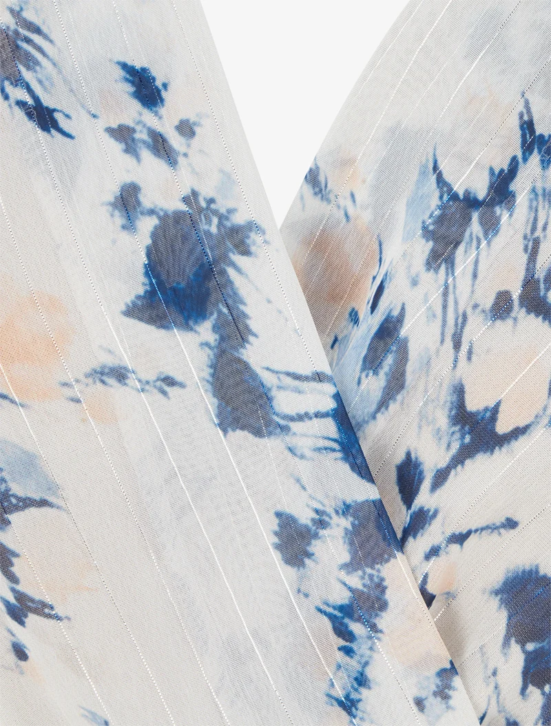 Robe imprimé fleuri à rayures irisés - Marine