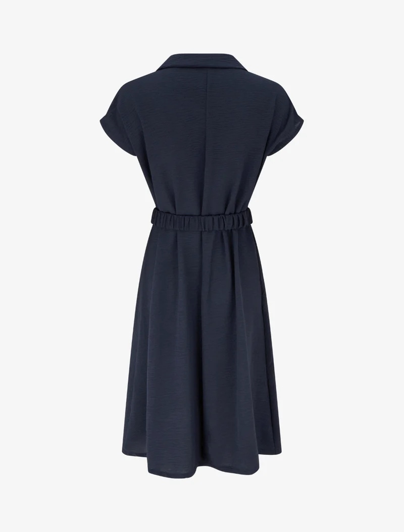 Robe fluide unie ceinturée - Marine