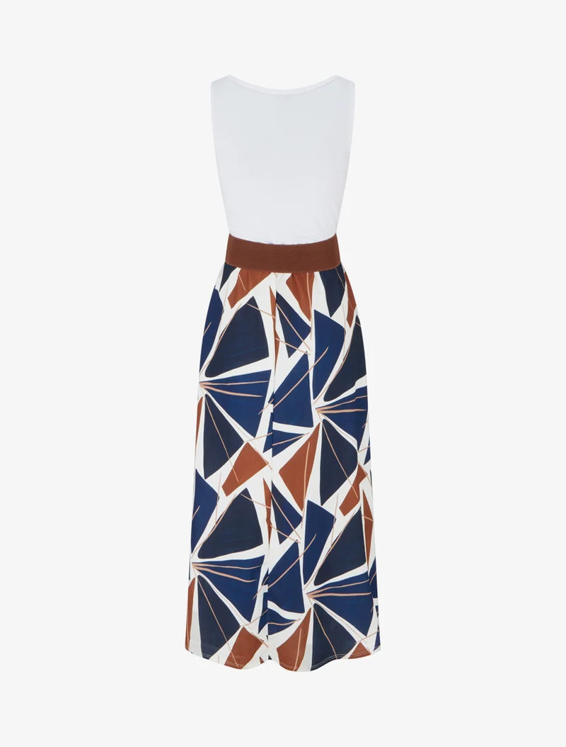 Robe longue sans manches imprimé graphique - Marine