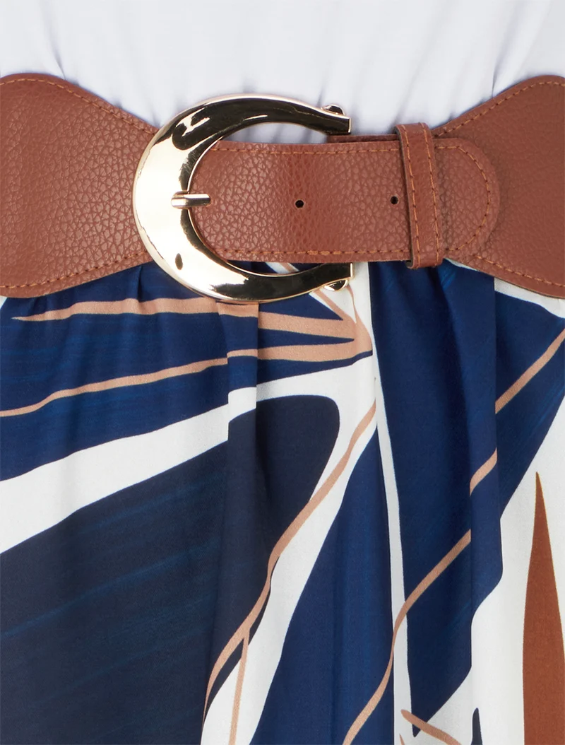 Robe longue sans manches imprimé graphique - Marine