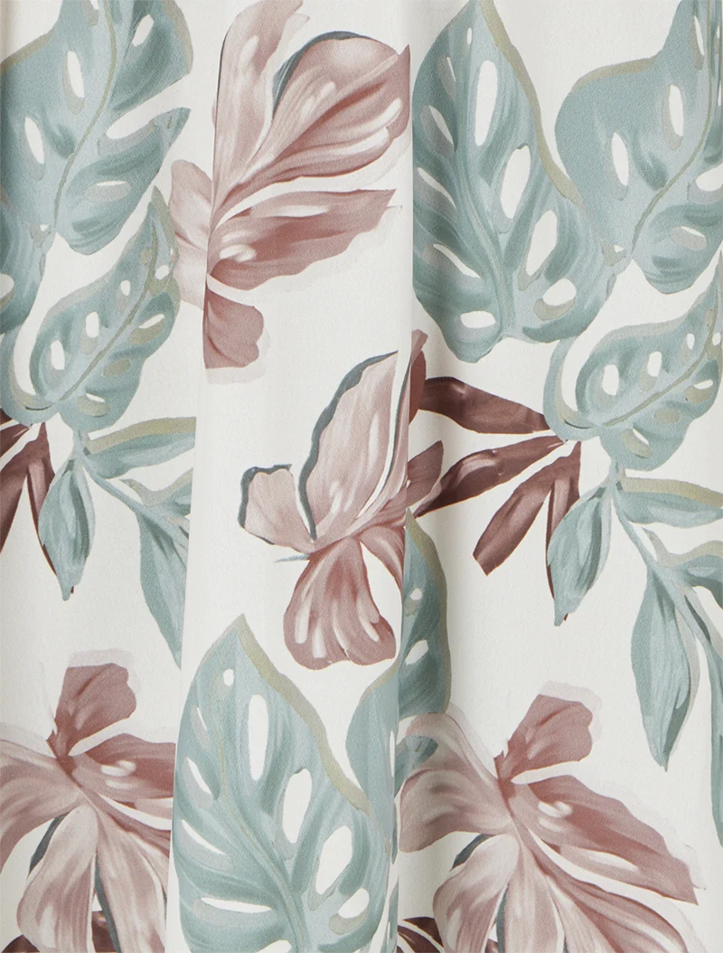 Robe longue à fines bretelles imprimé tropical - Kaki