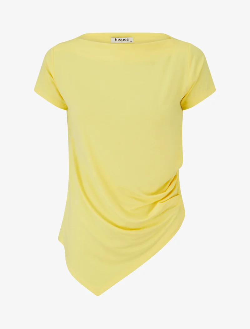 Top asymétrique à manches courtes - Jaune